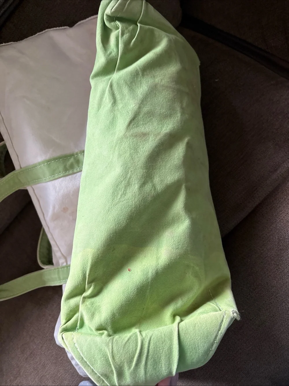 Vintage LL BEAN Boat & Tote Huge L 22" Wide Natural Canvas Green - Picture 6 of 8